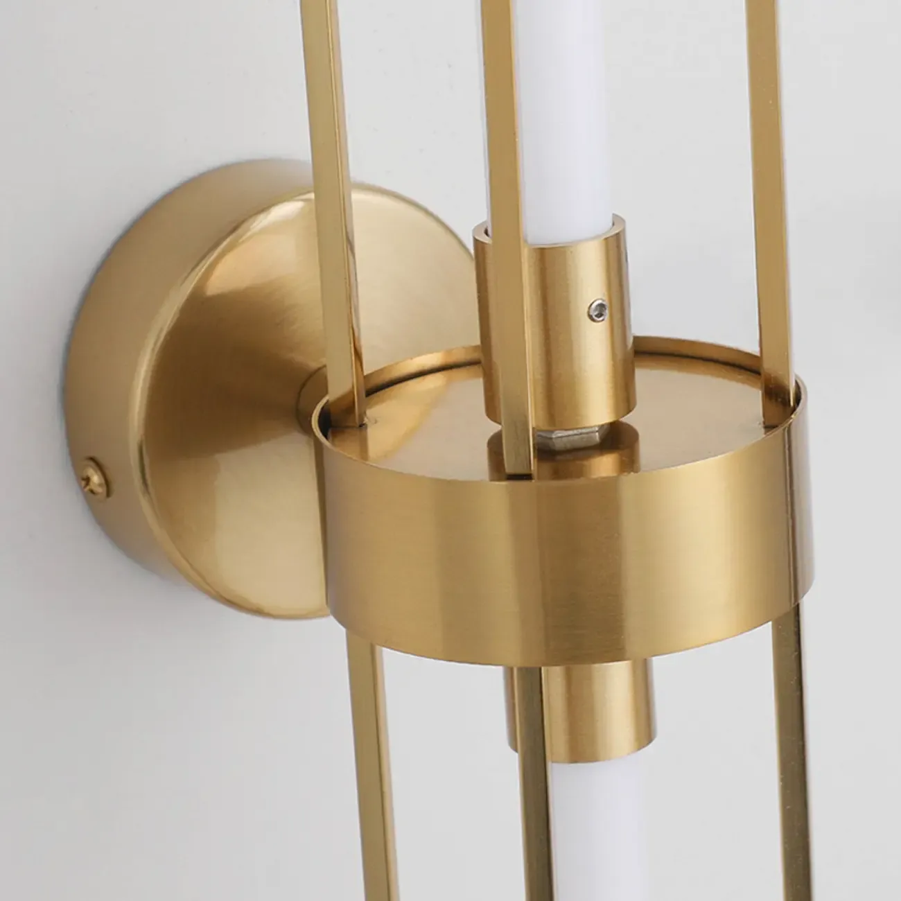 Gold Cylinder Wall Sconce Lamp with 2 LED Bulbs Warm Light Image - 10
