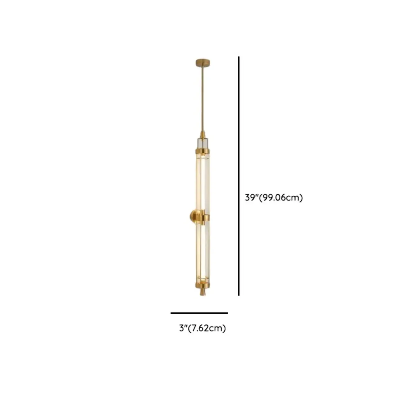 Gold Cylinder Wall Sconce Lamp with 2 LED Bulbs Warm Light #size