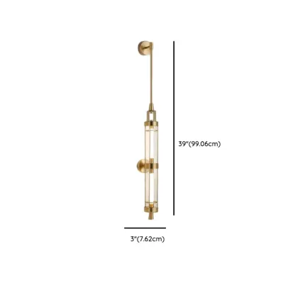 Gold Cylinder Wall Sconce Lamp with 2 LED Bulbs Warm Light Image - 14