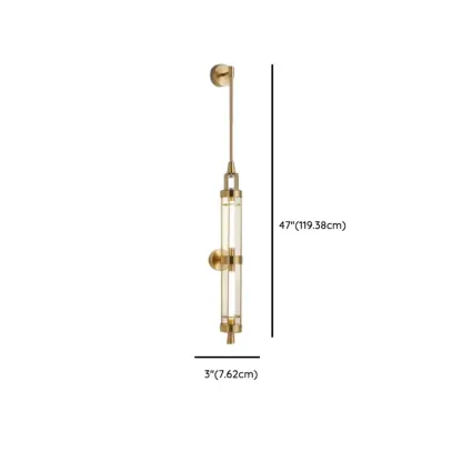 Gold Cylinder Wall Sconce Lamp with 2 LED Bulbs Warm Light Image - 15