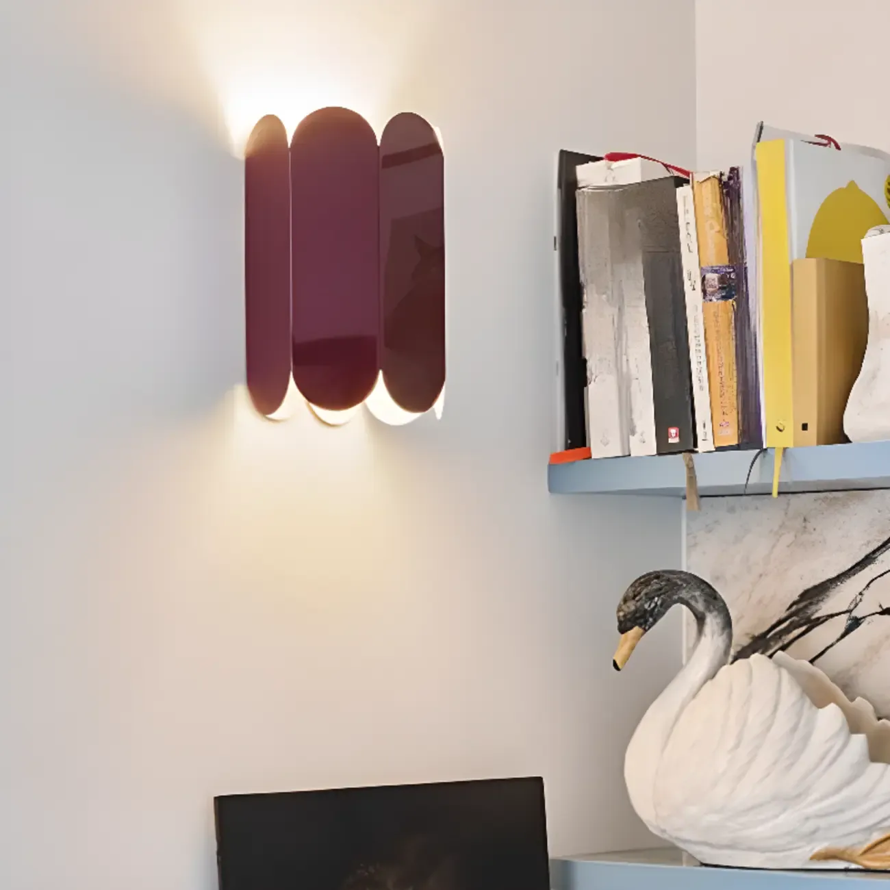 Mini Hardwired Modern Red Up & Down Wall Sconce in Geometric  Image - 1