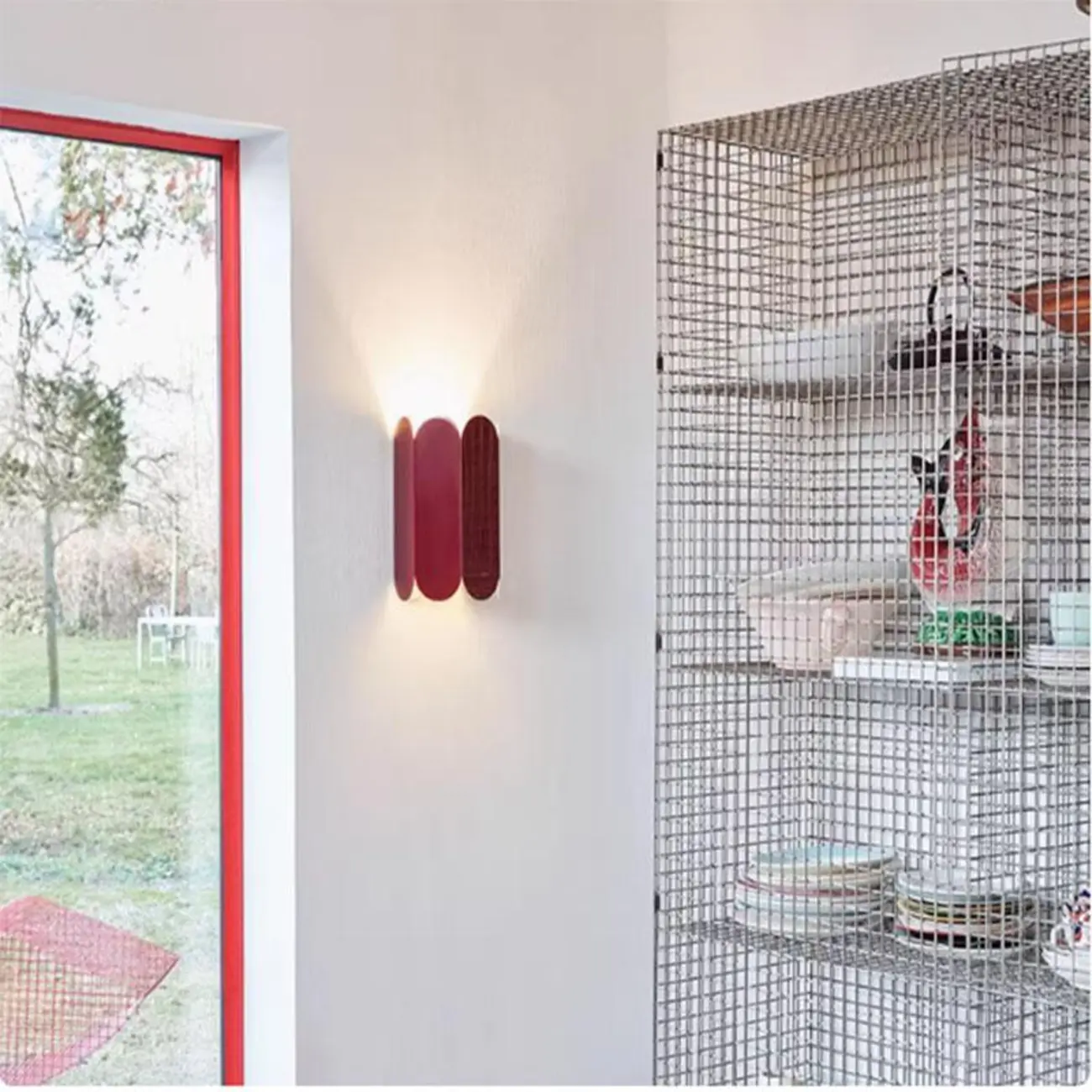 Mini Hardwired Modern Red Up & Down Wall Sconce in Geometric  Image - 8 | homeyfad