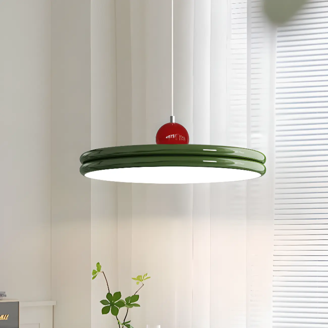 Casual LED Chalk Lucite Round Pendant Lighting with Adaptable Hanging Length Image - 1 | homeyfad