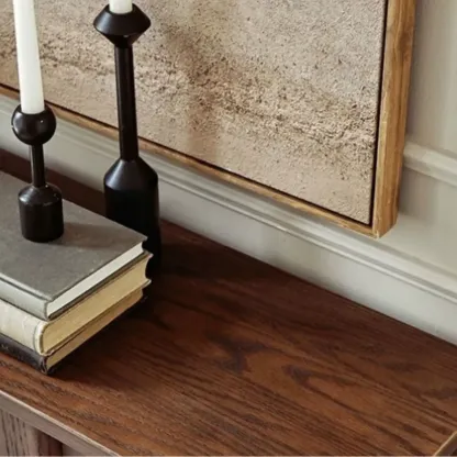 Rectangular Wood Brown Console Table with Shelves Image - 4