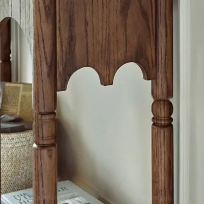 Rectangular Wood Brown Console Table with Shelves Image - 5