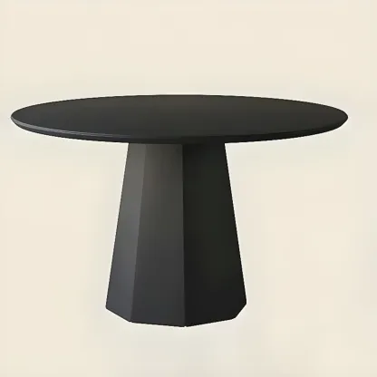 Modern Black Wood Round Dining Table Image - 2
