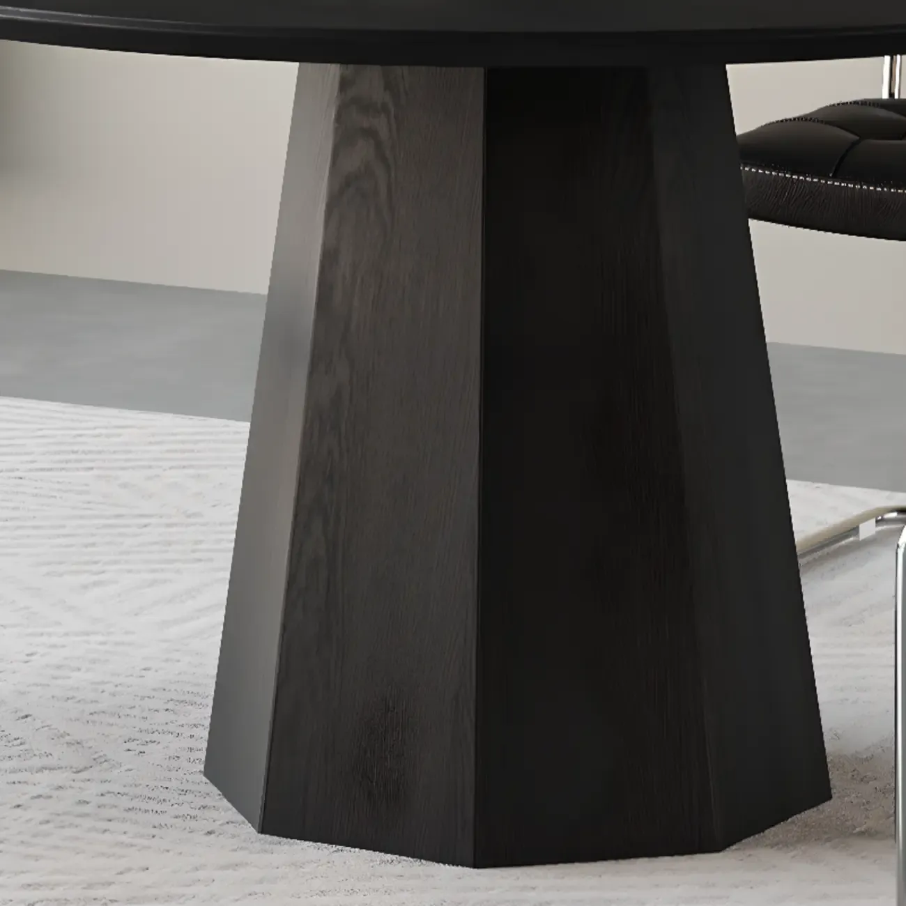 Modern Black Wood Round Dining Table Image - 8