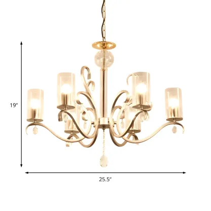 Gold Crystalline Metal Modern Curved Linear Chandelier Image - 6