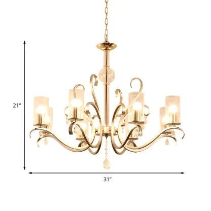 Gold Crystalline Metal Modern Curved Linear Chandelier Image - 8