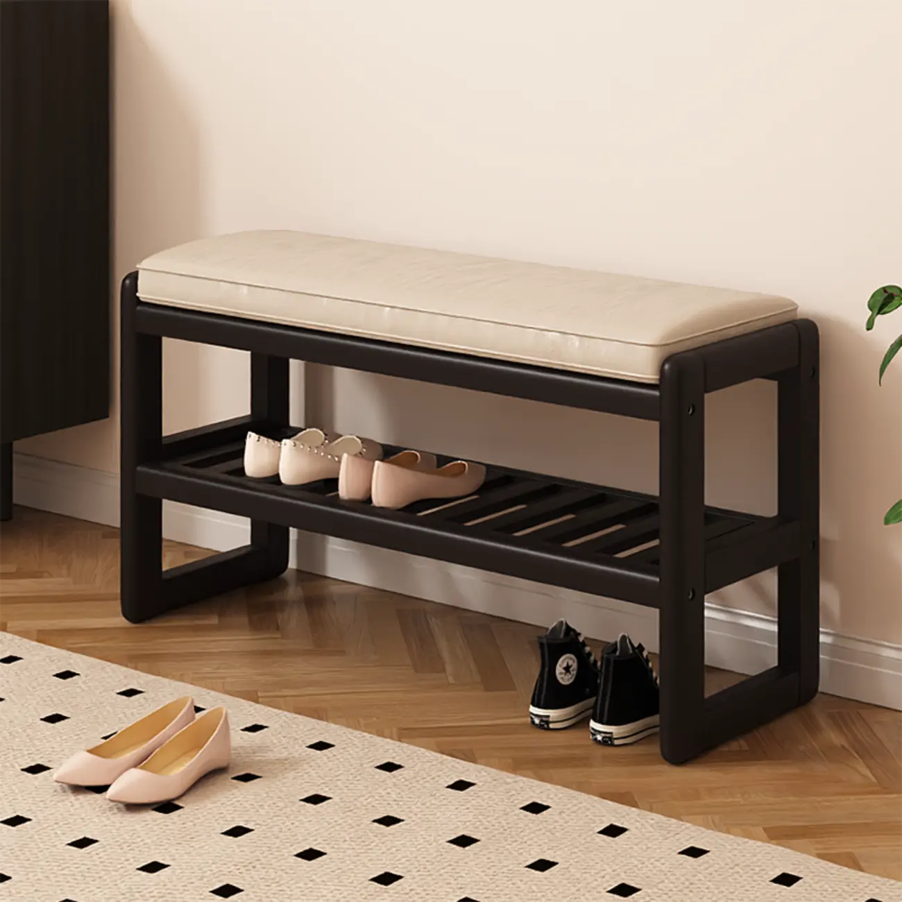 Modern Upholstered Wooden Entryway Bench with Storage Image - 2 | homeyfad