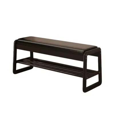 Modern Upholstered Wooden Entryway Bench with Storage Image - 12