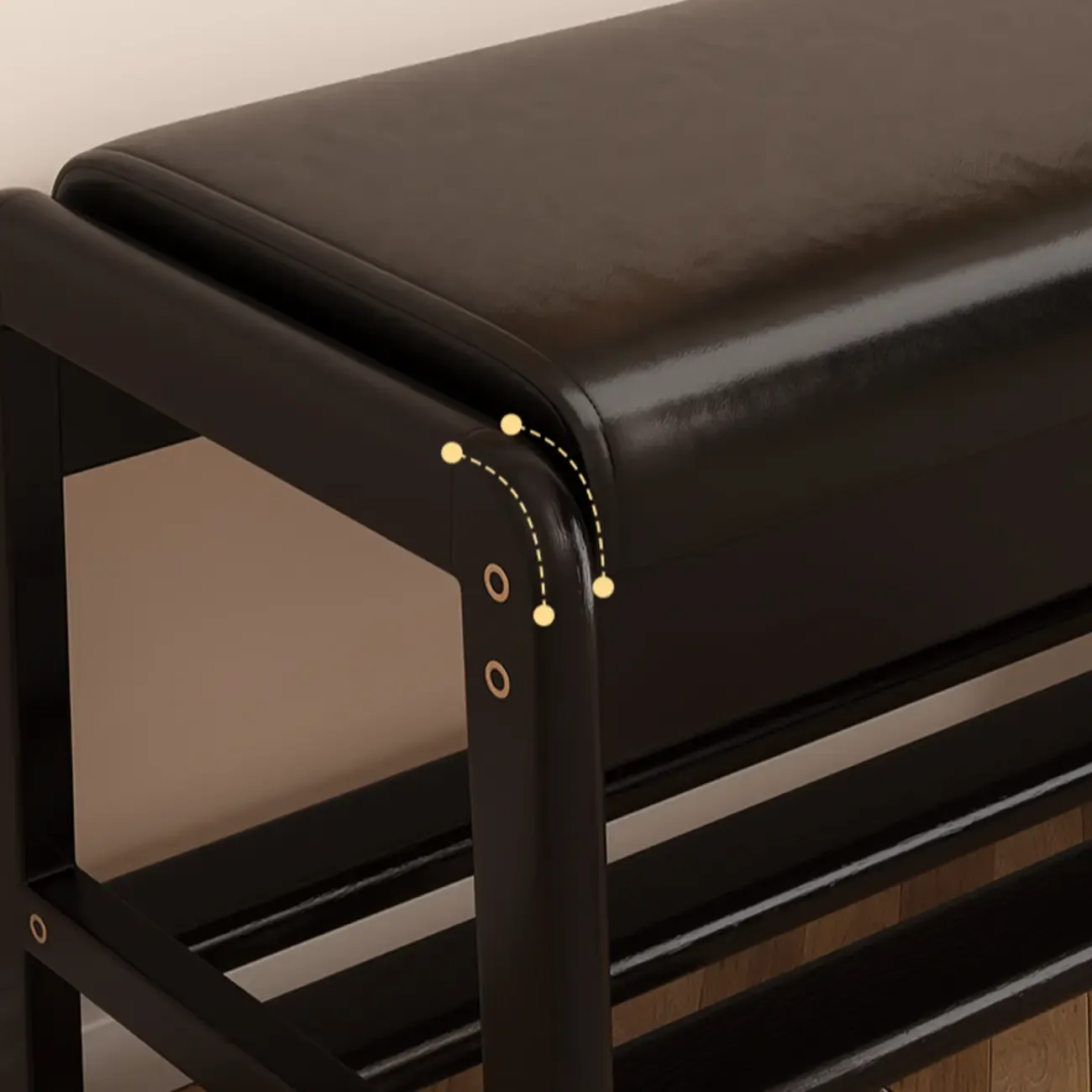 Modern Upholstered Wooden Entryway Bench with Storage Image - 6