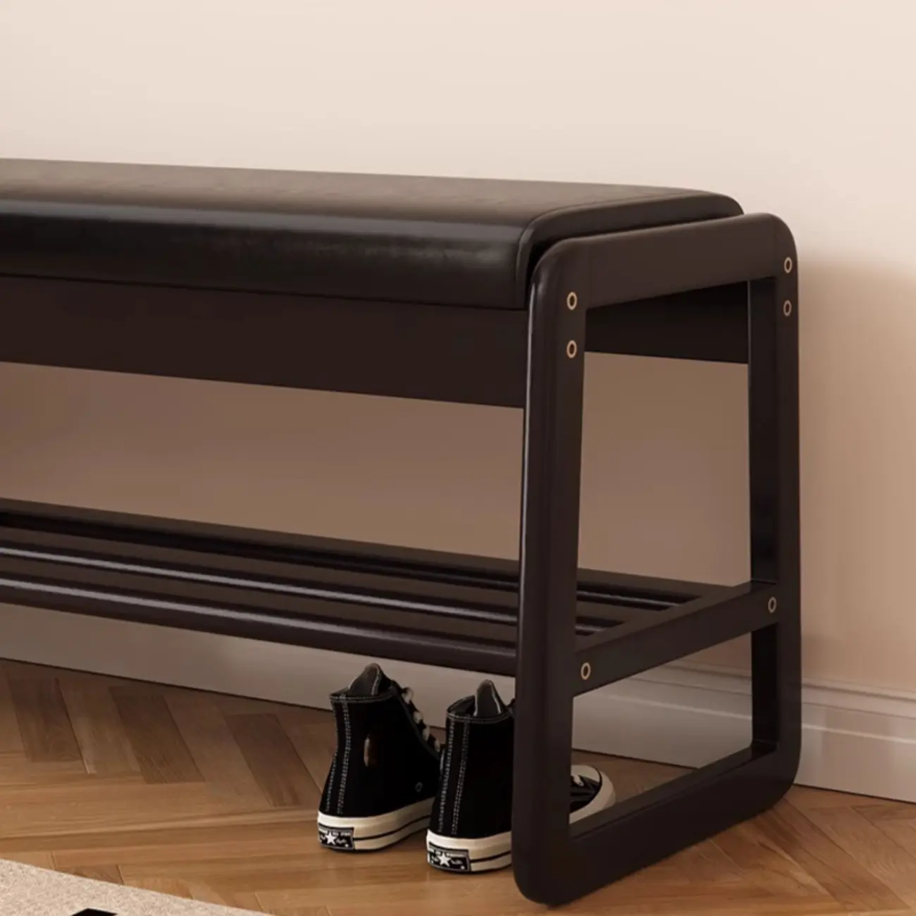 Modern Upholstered Wooden Entryway Bench with Storage Image - 7 | homeyfad