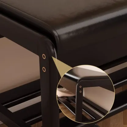 Modern Upholstered Wooden Entryway Bench with Storage Image - 8