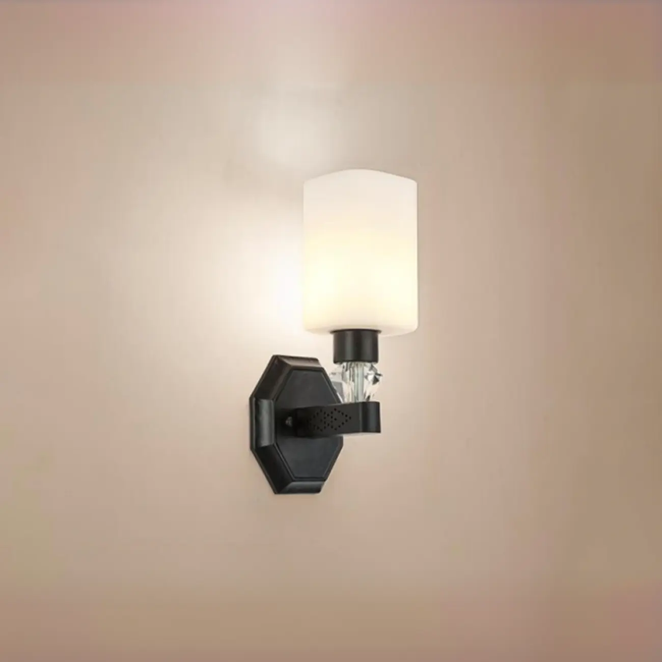 Modern Black Cylinder Glass Wall Sconce in Hardwired Image - 2 | homeyfad