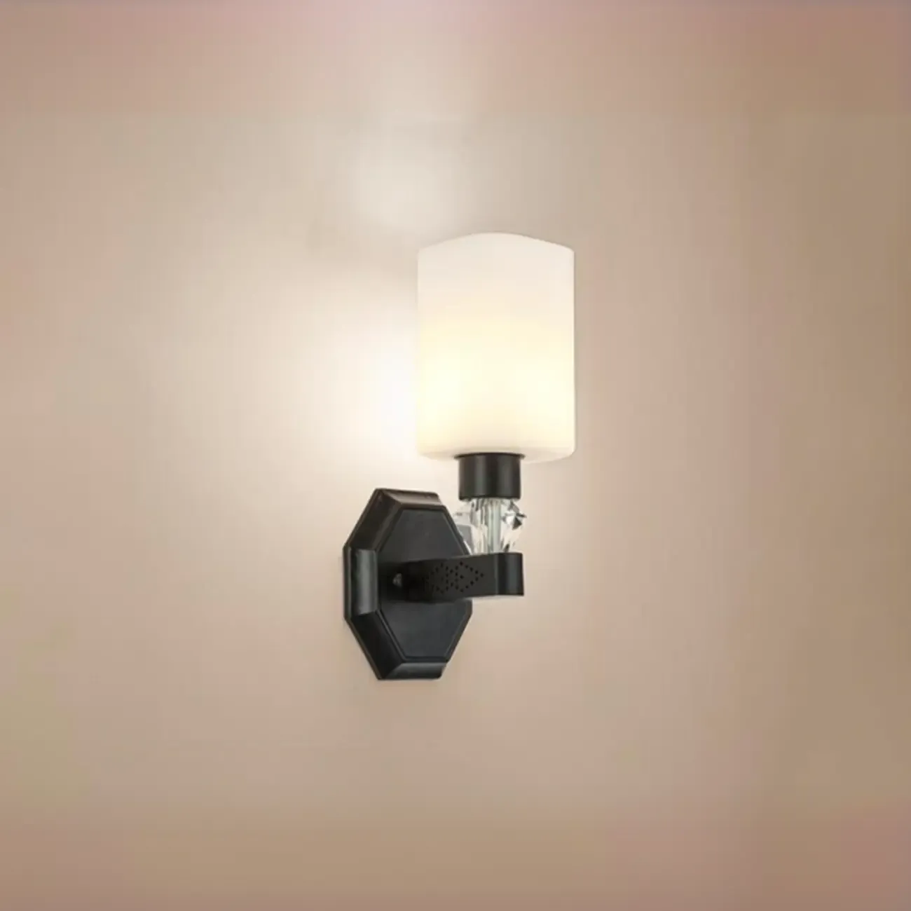 Modern Black Cylinder Glass Wall Sconce in Hardwired Image - 2