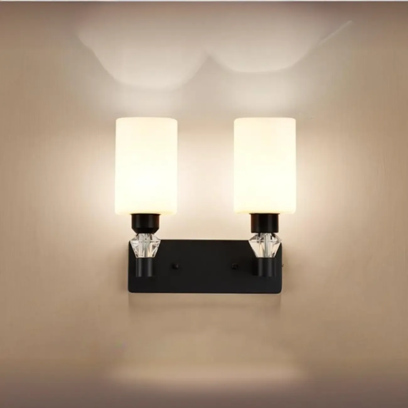 Modern Black Cylinder Glass Wall Sconce in Hardwired Image - 3