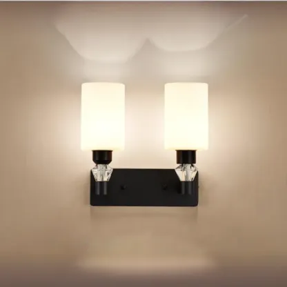 Modern Black Cylinder Glass Wall Sconce in Hardwired Image - 3