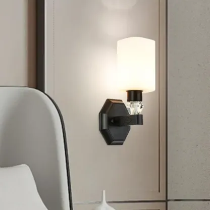 Modern Black Cylinder Glass Wall Sconce in Hardwired Image - 4