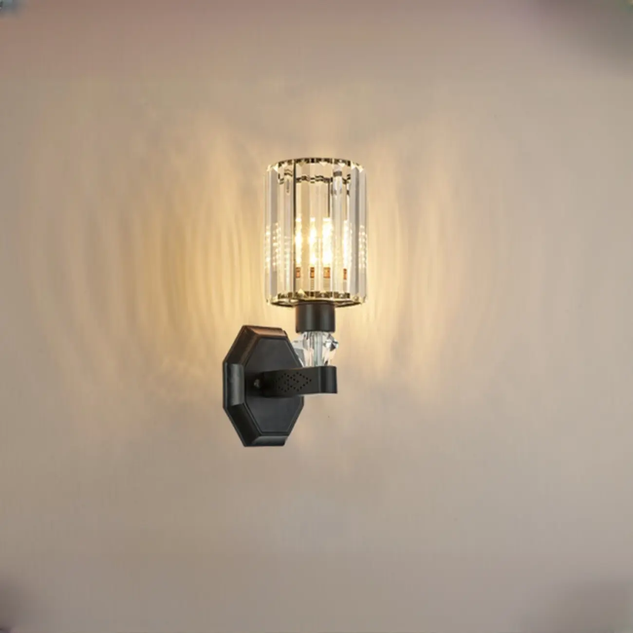 Modern Black Cylinder Glass Wall Sconce in Hardwired Image - 5 | homeyfad