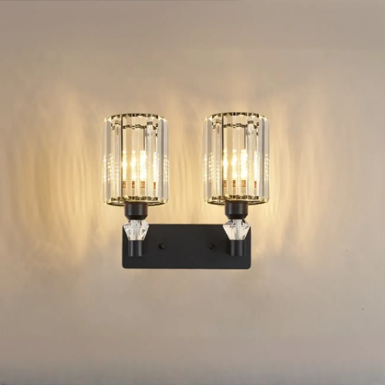 Modern Black Cylinder Glass Wall Sconce in Hardwired Image - 7