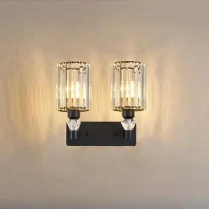 Modern Black Cylinder Glass Wall Sconce in Hardwired Image - 7