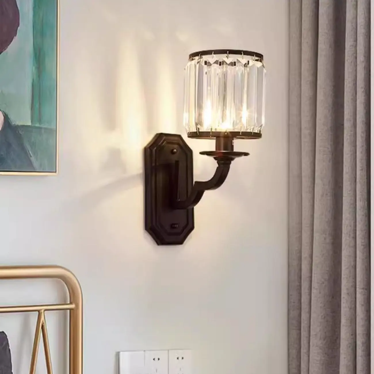 Modern Black Cylinder Glass Wall Sconce in Hardwired Image - 8 | homeyfad