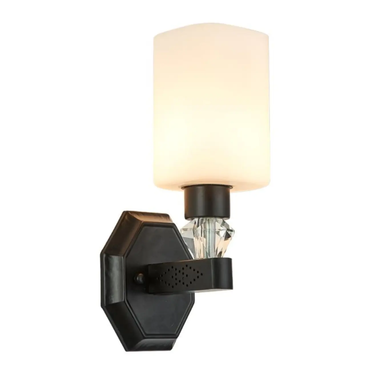 Modern Black Cylinder Glass Wall Sconce in Hardwired Image - 9 | homeyfad