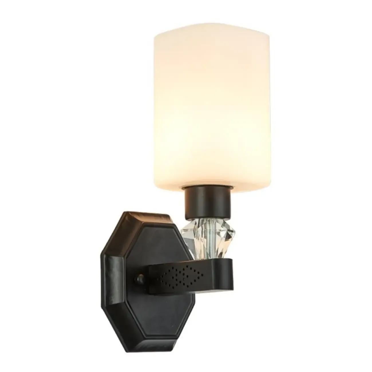 Modern Black Cylinder Glass Wall Sconce in Hardwired Image - 9