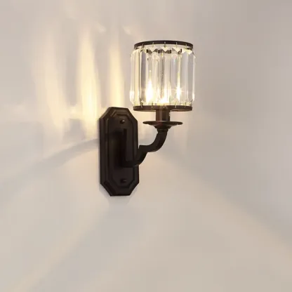Modern Black Cylinder Glass Wall Sconce in Hardwired Image - 11