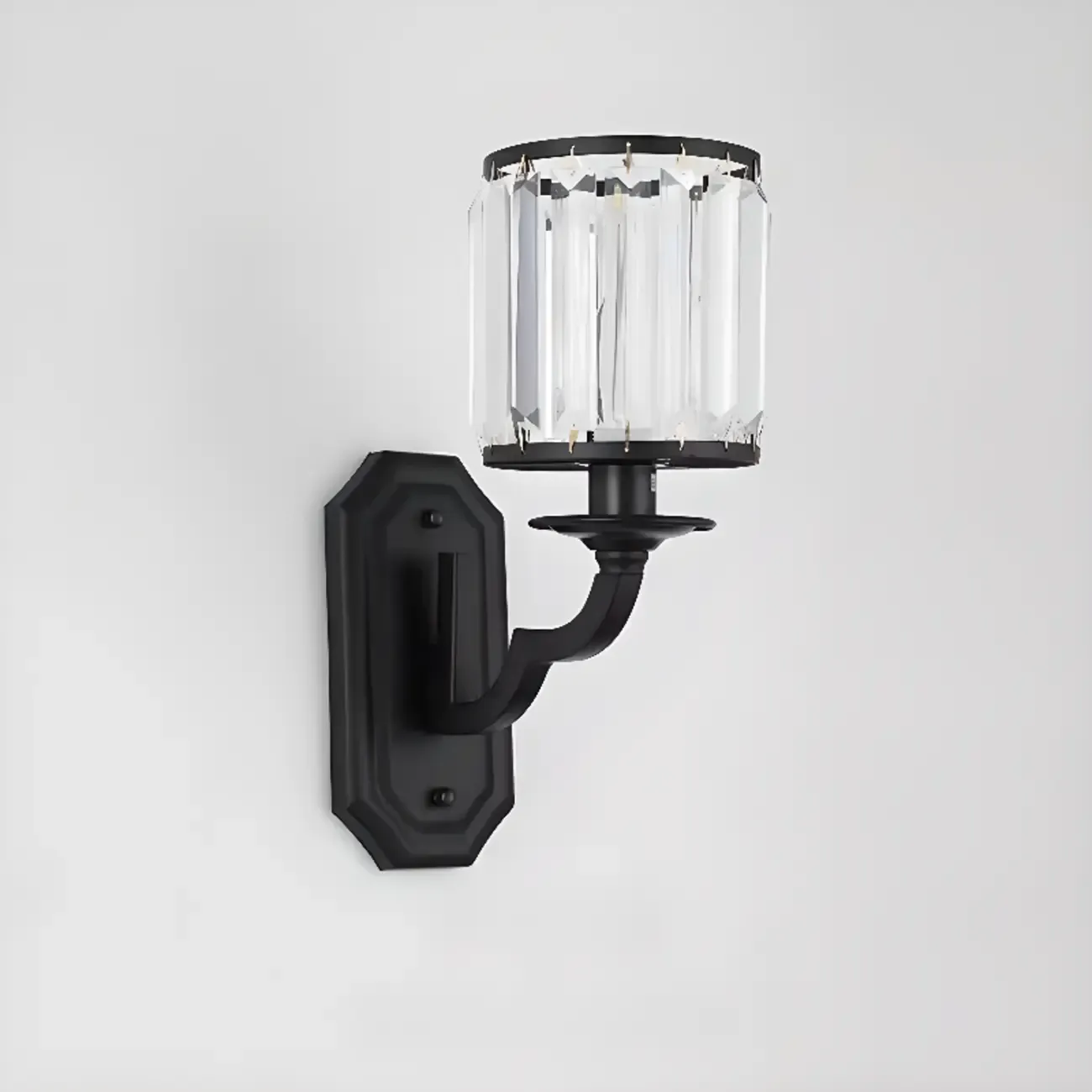 Modern Black Cylinder Glass Wall Sconce in Hardwired Image - 12
