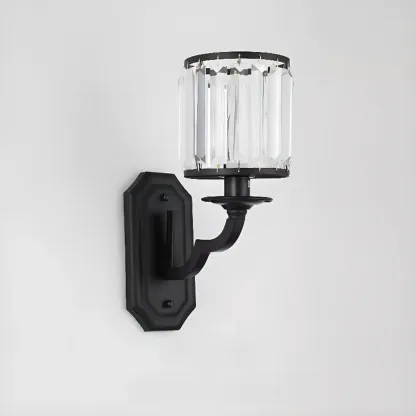 Modern Black Cylinder Glass Wall Sconce in Hardwired Image - 12