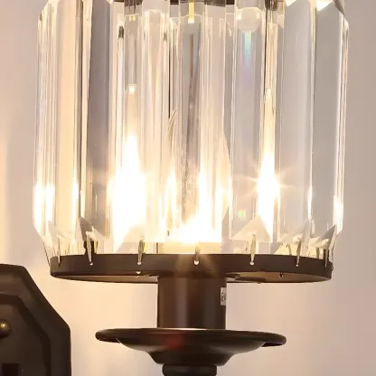 Modern Black Cylinder Glass Wall Sconce in Hardwired Image - 13