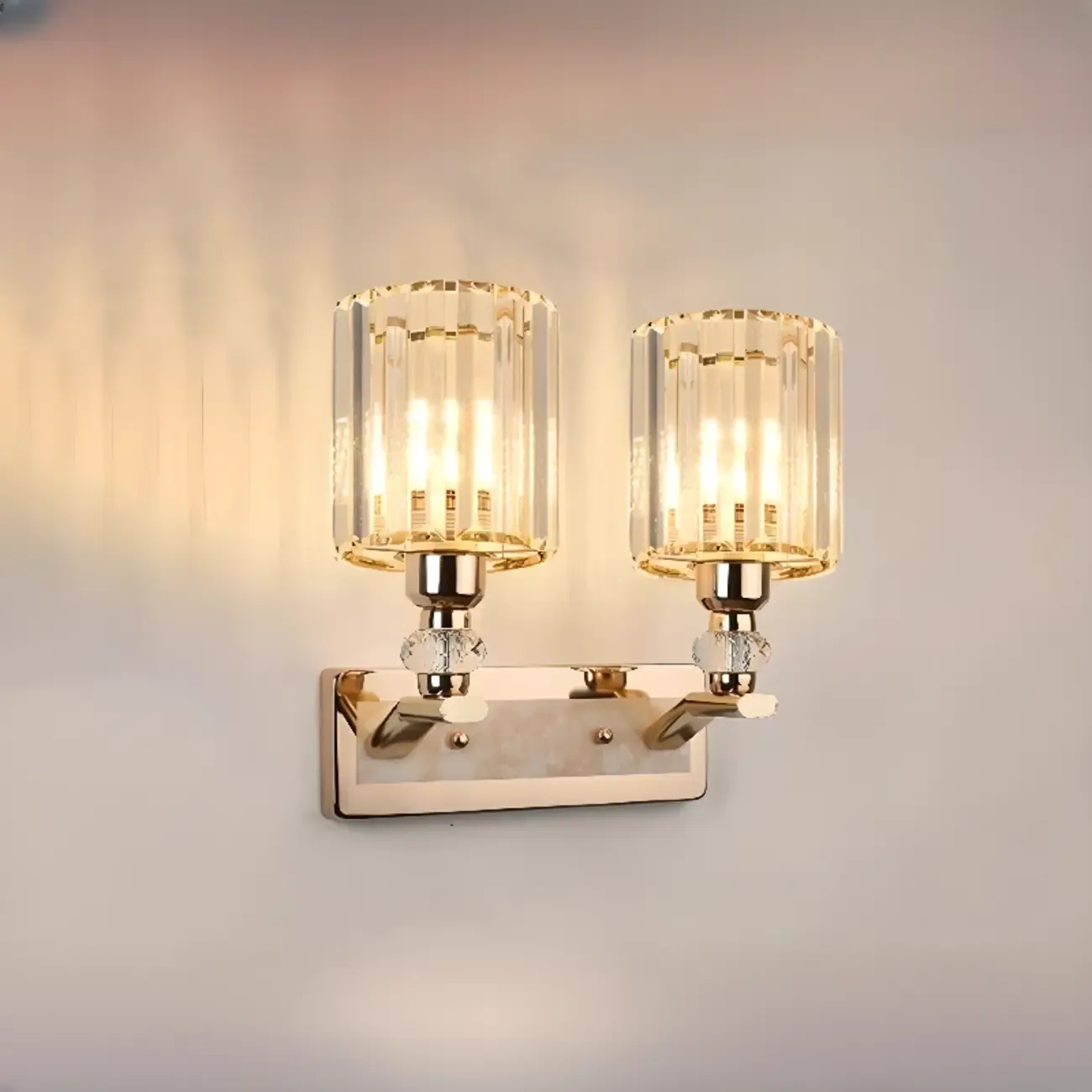 Modern Black Cylinder Glass Wall Sconce in Hardwired Image - 18