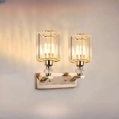 Modern Black Cylinder Glass Wall Sconce in Hardwired Image - 18