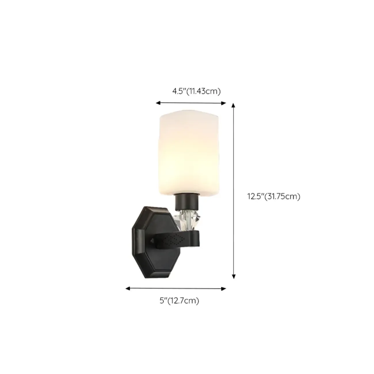 Modern Black Cylinder Glass Wall Sconce in Hardwired #size