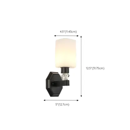 Modern Black Cylinder Glass Wall Sconce in Hardwired #size