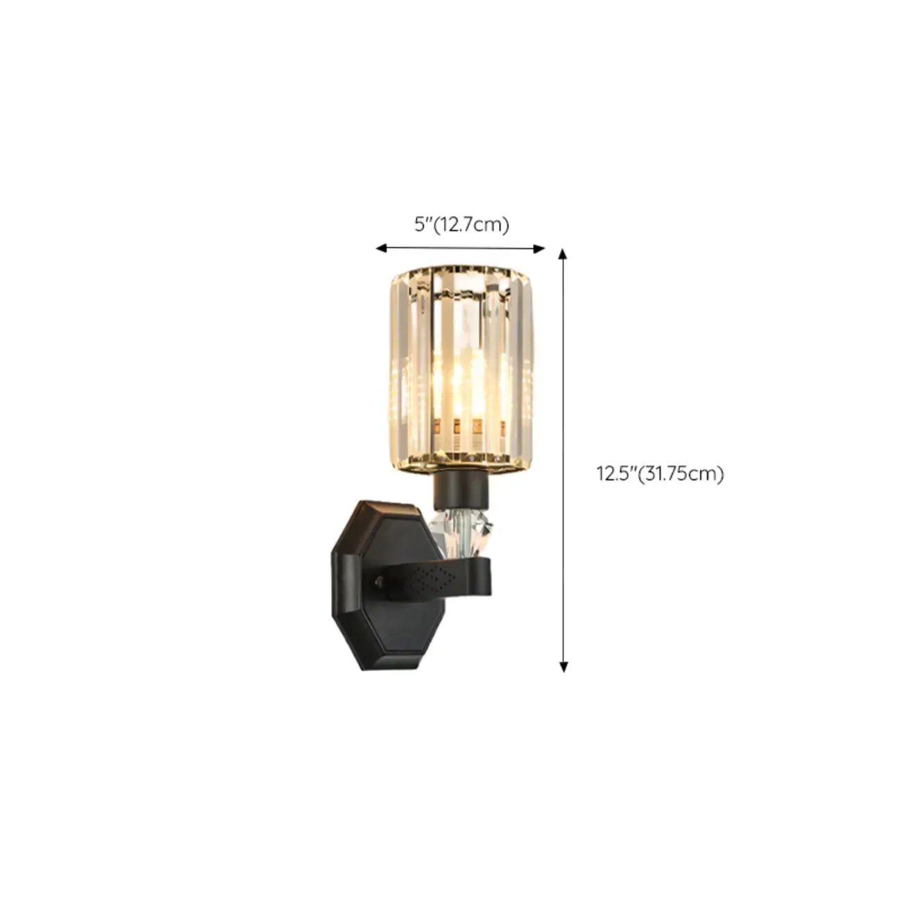 Modern Black Cylinder Glass Wall Sconce in Hardwired Image - 20
