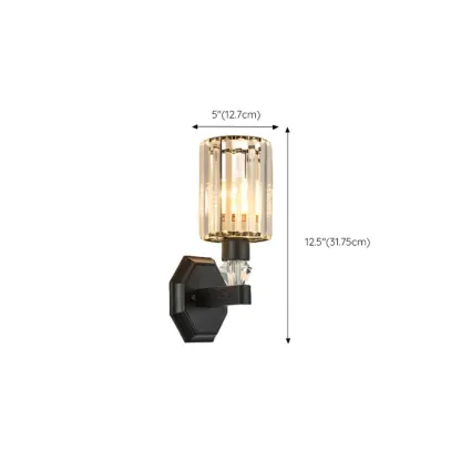 Modern Black Cylinder Glass Wall Sconce in Hardwired Image - 20