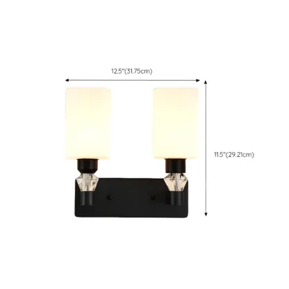 Modern Black Cylinder Glass Wall Sconce in Hardwired Image - 23