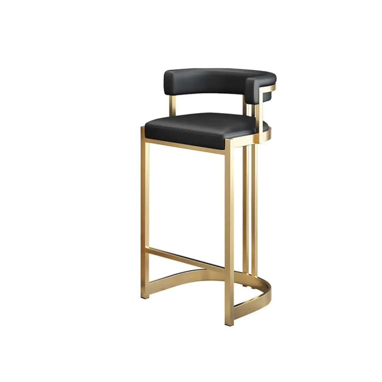 Lavish Metal Cushioned Gold Sled Bar Stool | HomeyFad