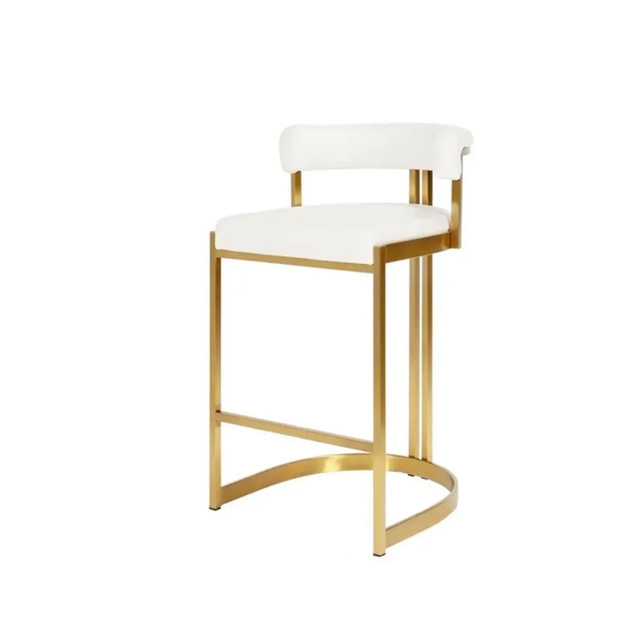 Lavish Metal Cushioned Gold Sled Bar Stool Image - 17