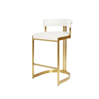 Lavish Metal Cushioned Gold Sled Bar Stool Image - 17