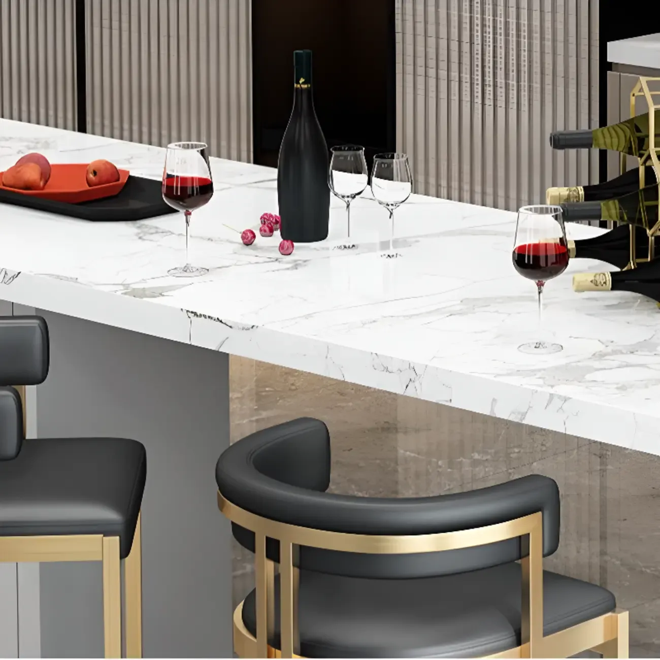 Lavish Metal Cushioned Gold Sled Bar Stool Image - 10