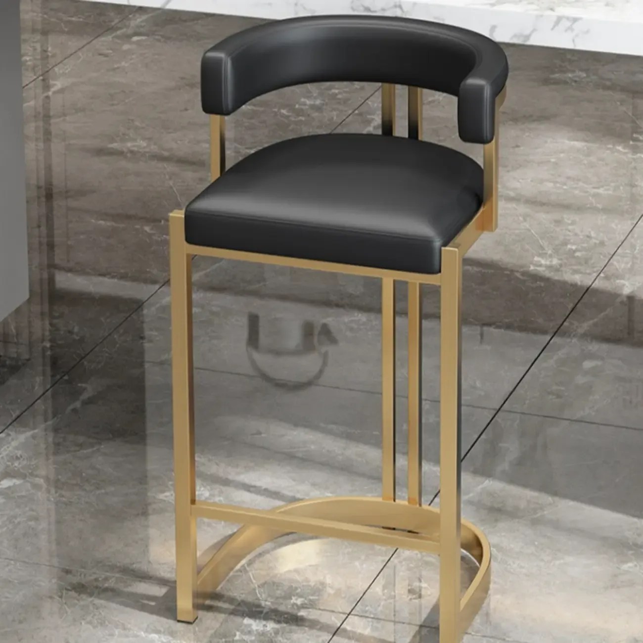 Lavish Metal Cushioned Gold Sled Bar Stool Image - 11