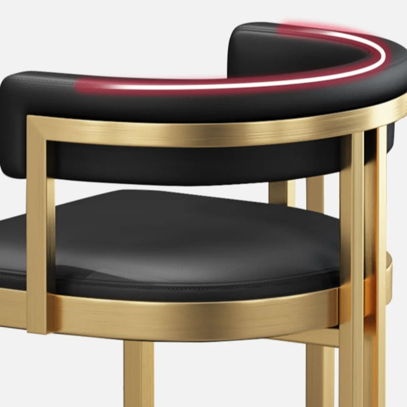Lavish Metal Cushioned Gold Sled Bar Stool Image - 12 | homeyfad
