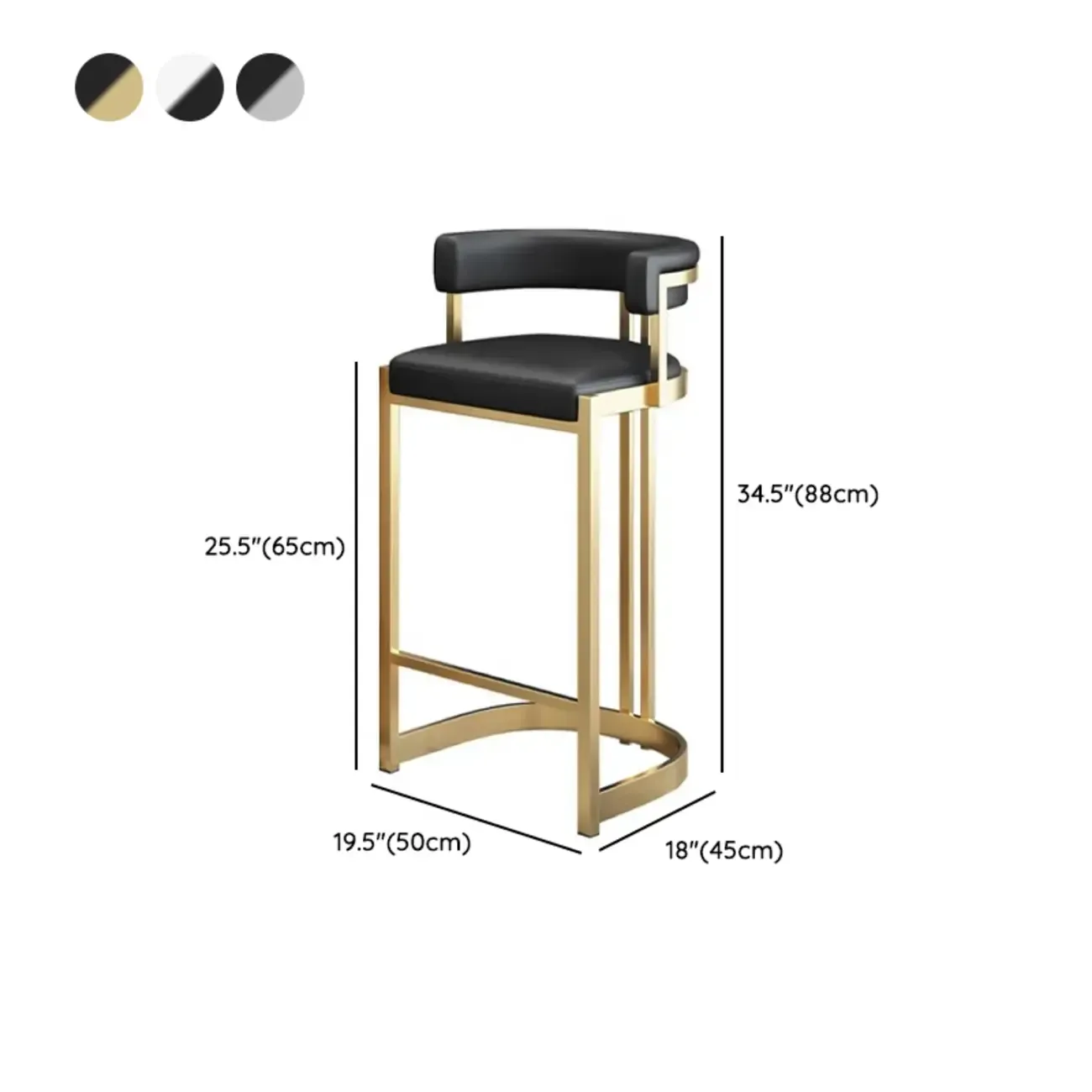 Lavish Metal Cushioned Gold Sled Bar Stool Image - 20