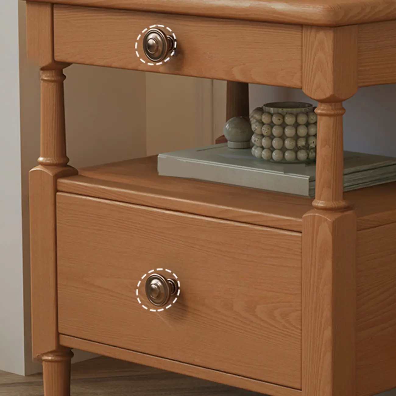 Classic Rectangular 2-Drawer Wood Black Nightstand with Shelf Image - 10 | homeyfad