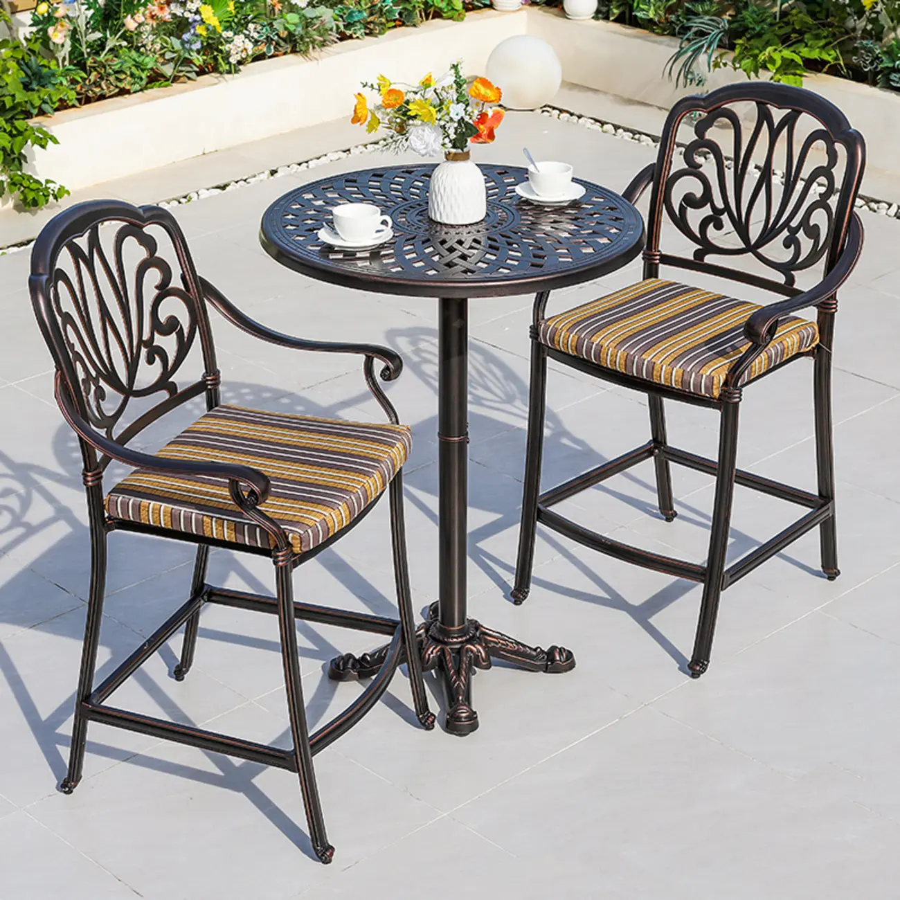 Vintage Black Hollow Aluminum Outdoor Dining Table Image - 1 | homeyfad