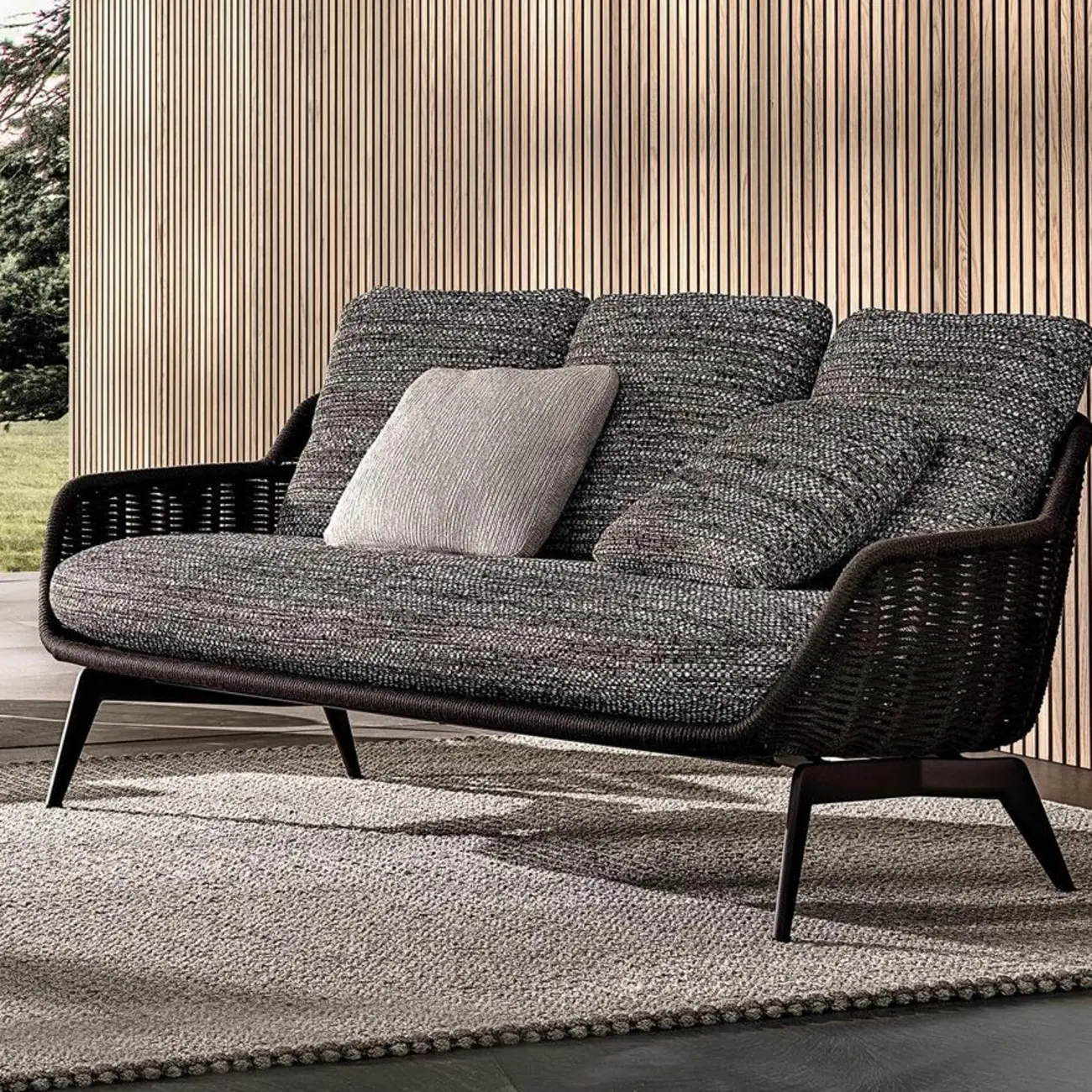 Modish Aluminum Frame Outdoor Sofa with Cushion & Pillow Image - 1 | homeyfad